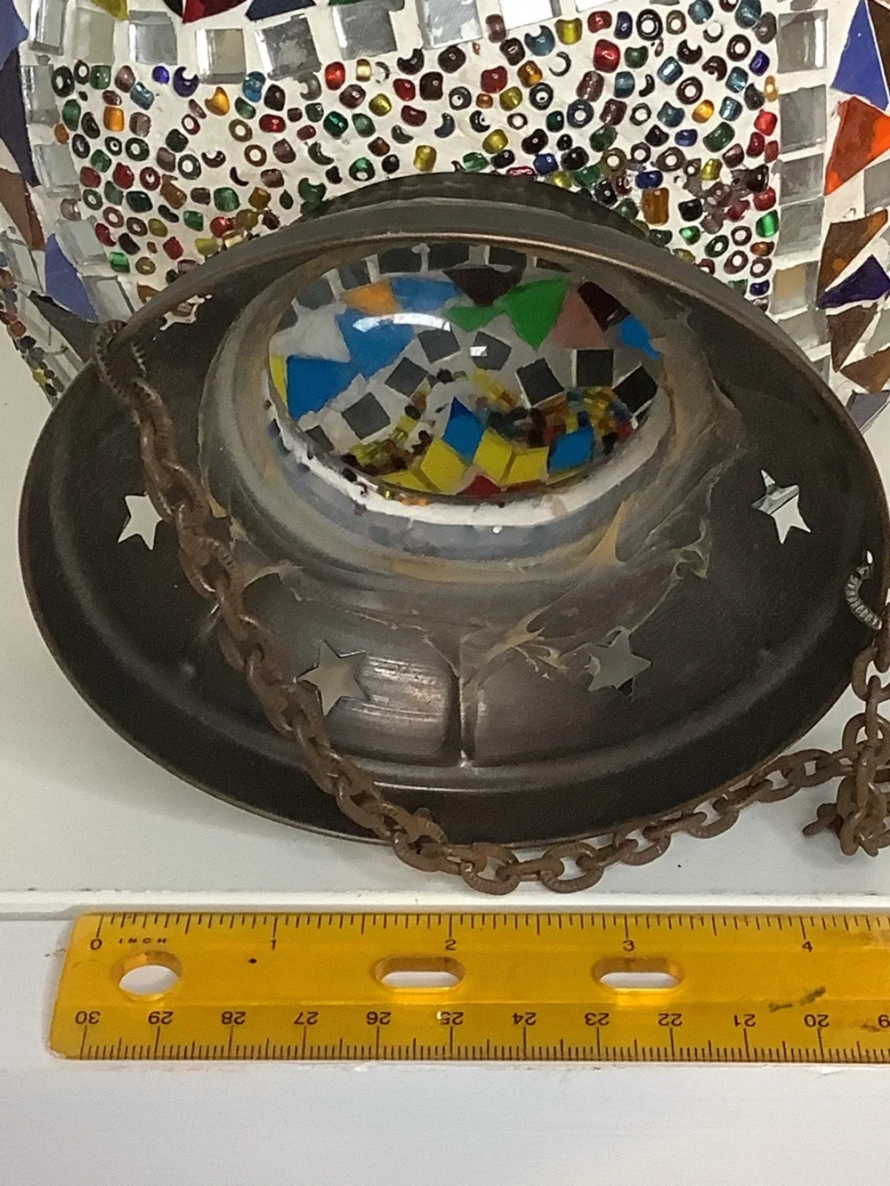 Set of 3 Turkish Moroccan Mosaic & Beaded Hanging Lantern Lamps